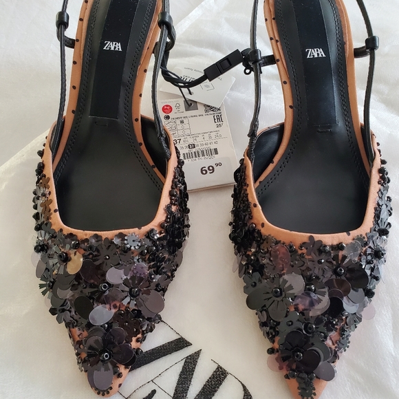 SLINGBACK HIGH HEELS WITH SEQUINS - Picture 2 of 13